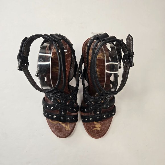 Sam Edelman Spike Studded Gladiator Sandals Sz 7.5 Edgy Bohemian Strappy Heels - Picture 2 of 10